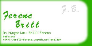 ferenc brill business card